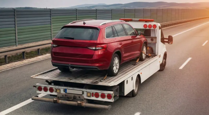 Guincho para carros em Uruguaiana – carro sendo carregado em plataforma